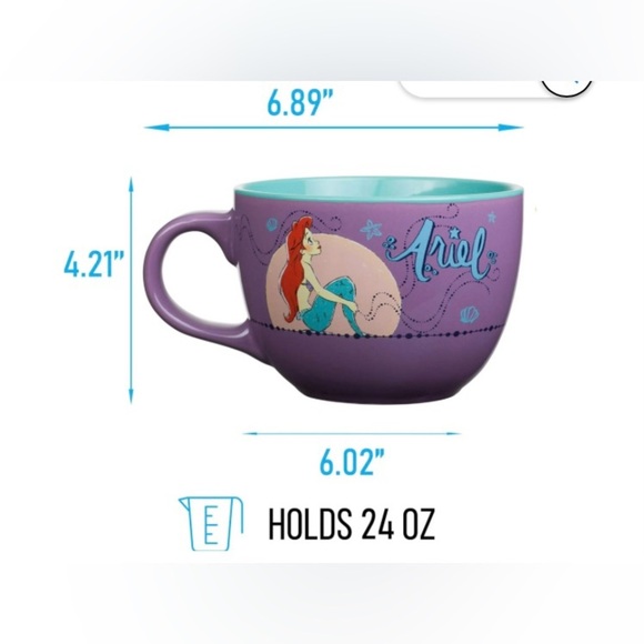 Disney The Little Mermaid Ariel mug wide mouth coffee soup mug 24 OZ - Picture 2 of 11